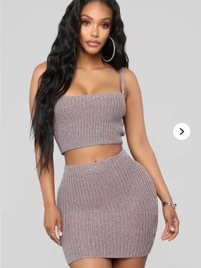 Ribbed Knit two piece set in Multi-Tone